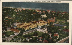 Aerial View Showing Ocean and Palm Beach Hotel Florida Postcard Postcard Postcard