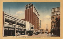 Fourth Street Showing Carolina Hotel Postcard