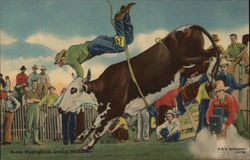 Buddy Westinghouse leaving Wild Steer Rodeos Postcard Postcard Postcard