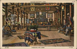 Paradise Inn Lobby Mount Rainier National Park, WA Postcard Postcard Postcard