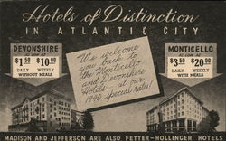 Hotels of Distinction in Atlantic City Postcard