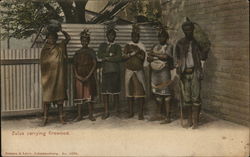 Zulus carrying firewood South Africa Postcard Postcard