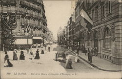 Rue de la Bourse et Comptoir d'Escompte Le Havre, France Postcard Postcard