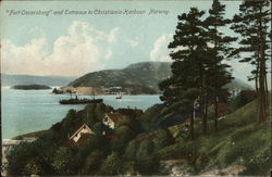 View of Town and Entrance to Christiania Harbor Postcard