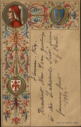 Illuminated manuscript-style decoration Italy Postcard Postcard