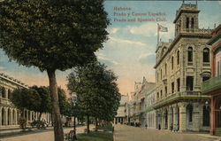 Prado and Spanish Club Havana, Cuba Postcard Postcard