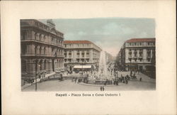 Napoli - Piazza Borsa e Corso Umberto Naples, Italy Postcard Postcard