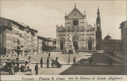 Piazza S. Croce with the statue of Dante Alighieri Postcard