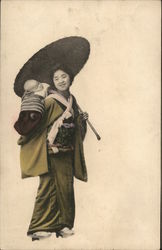 Japanese Woman with Baby Postcard