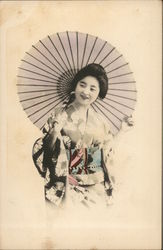 Japanese woman with parasol Postcard