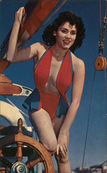 Sailboat Girl Postcard