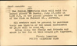 Polish-American Club Correspondence Card Postcard