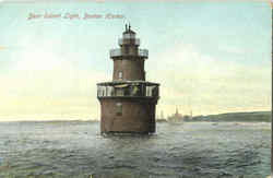 Dear Island Light, Boston Harbor Postcard