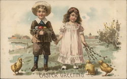 Easter Greeting With Children Postcard Postcard Postcard