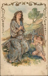 Woman and Cherub Postcard