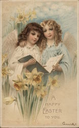 A Happy Easter to You With Angels Postcard Postcard Postcard