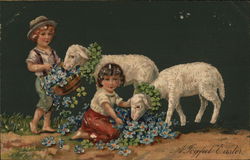 A Joyful Easter With Lambs Postcard Postcard Postcard