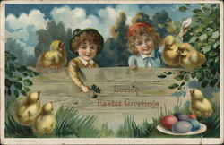 Loving Easter Greetings With Children Postcard Postcard Postcard