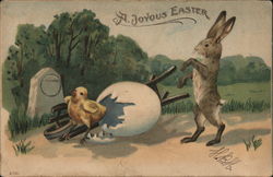 A Joyous Easter With Bunnies Postcard Postcard Postcard