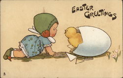 Baby and a Chick Postcard