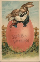 Easter Greeting With Bunnies Postcard Postcard Postcard