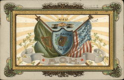 Irish and American Flags Postcard