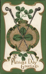 Blackthorn Walking Sticks and Shamrocks Postcard