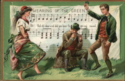 Irish People Dancing to Wearing of the Green Postcard