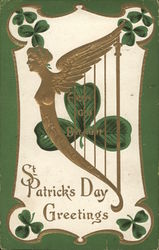 Clover and Irish Harp Postcard