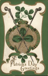 St Patrick's Day Greetings with Shamrock Emblem Postcard