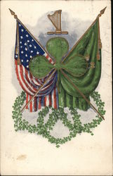 Crossed American and Erin Go Bragh Postcard