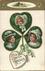 Little Irish Hearts-three portraits of children in a clover Postcard