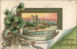 Greetings on St Patrick's Day - Castle by a Lake Postcard