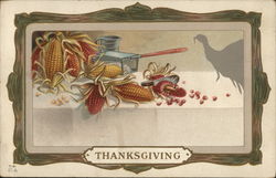 Preparing corn during Thanksgiving Postcard