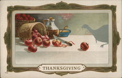 Thanksgiving Table with Apples and Apple Cider Postcard