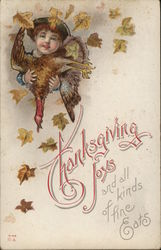 Thanksgiving Joys and All Kinds of Fine Eats Postcard