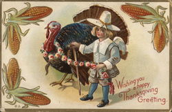 Wishing you a happy Thanksgiving Greeting Turkeys Postcard Postcard Postcard