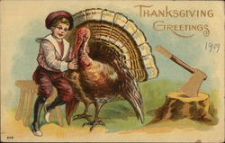 Boy with Turkey Postcard