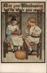 Girl Peeling Apples Postcard