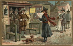 Thanksgiving Day Pilgrims Postcard Postcard Postcard