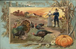 Thanksgiving Day Pilgrims Postcard Postcard Postcard