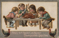 Here's to a rough and ready Thanksgiving Greeting Postcard