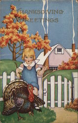 Little Pink House, a Boy and Turkey Children Postcard Postcard Postcard