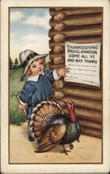 Thanksgiving Proclamation, Come All Ye and Give Thanks Children Postcard Postcard Postcard