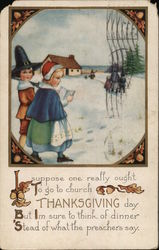 Thanksgiving Pilgrims Postcard Postcard Postcard