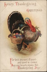 Hearty Thanksgiving Greetings Turkeys Postcard Postcard Postcard