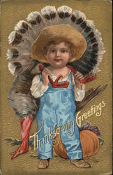 Thanksgiving Greetings Children Postcard Postcard Postcard