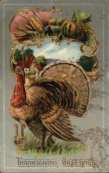 Thanksgiving Greetings-Turekey with fall background Turkeys Postcard Postcard Postcard