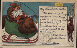 Santa Claus in Green Sleigh Postcard Postcard Postcard