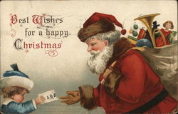 Best Wishes for a Happy Christmas Santa Claus Postcard Postcard Postcard